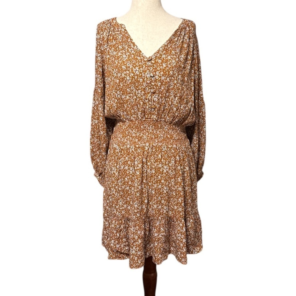 Faherty Orange and White Floral Mini Dress